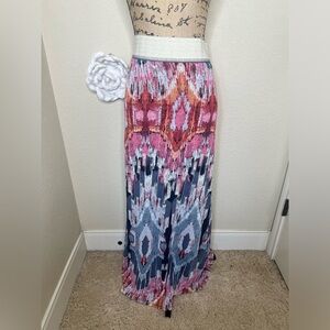 Anthropologie Vanessa Virginia Ikat Textured Pleated Maxi Skirt L